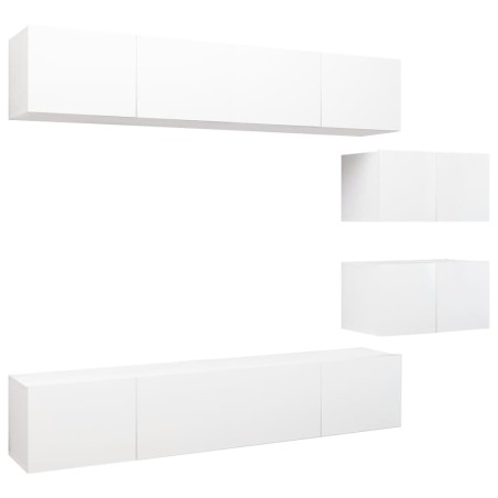 vidaXL 6-tlg. TV-Schrank-Set Weiß Holzwerkstoff