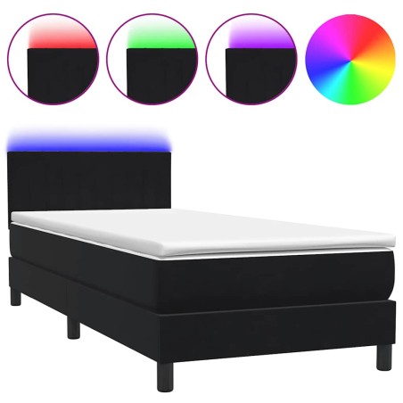 vidaXL Boxspringbett mit Matratze Schwarz 80x220 cm Samt