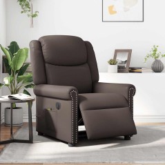 vidaXL Relaxsessel Massage Elektrisch Glänzend Braun Kunstleder