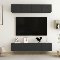 vidaXL TV-Schränke 4 Stk. Schwarz 80x30x30 cm Holzwerkstoff
