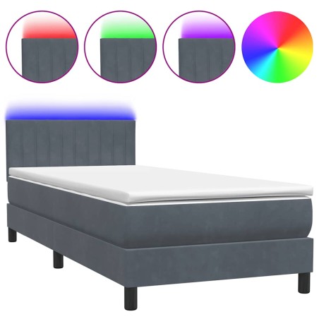vidaXL Boxspringbett mit Matratze Dunkelgrau 80x210 cm Samt