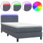 vidaXL Boxspringbett mit Matratze Dunkelgrau 80x210 cm Samt