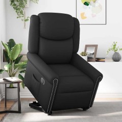 vidaXL Relaxsessel Aufstehen Elektrisch Glänzend Schwarz Kunstleder