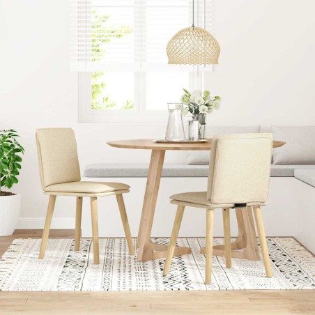 vidaXL Esszimmerstühle 2 Stk. Creme Stoff