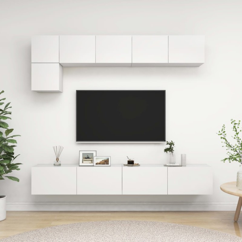 vidaXL 5-tlg. TV-Schrank-Set Weiß Holzwerkstoff vidaXL 5-tlg. TV-Schrank-Set Weiß Holzwerkstoff