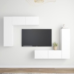 vidaXL 4-tlg. TV-Schrank-Set Weiß Holzwerkstoff