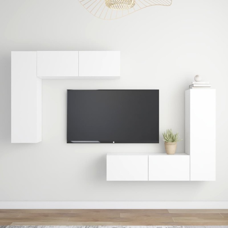 vidaXL 4-tlg. TV-Schrank-Set Weiß Holzwerkstoff vidaXL 4-tlg. TV-Schrank-Set Weiß Holzwerkstoff