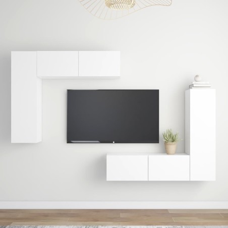 vidaXL 4-tlg. TV-Schrank-Set Weiß Holzwerkstoff
