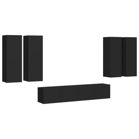 vidaXL 6-tlg. TV-Schrank-Set Schwarz Holzwerkstoff