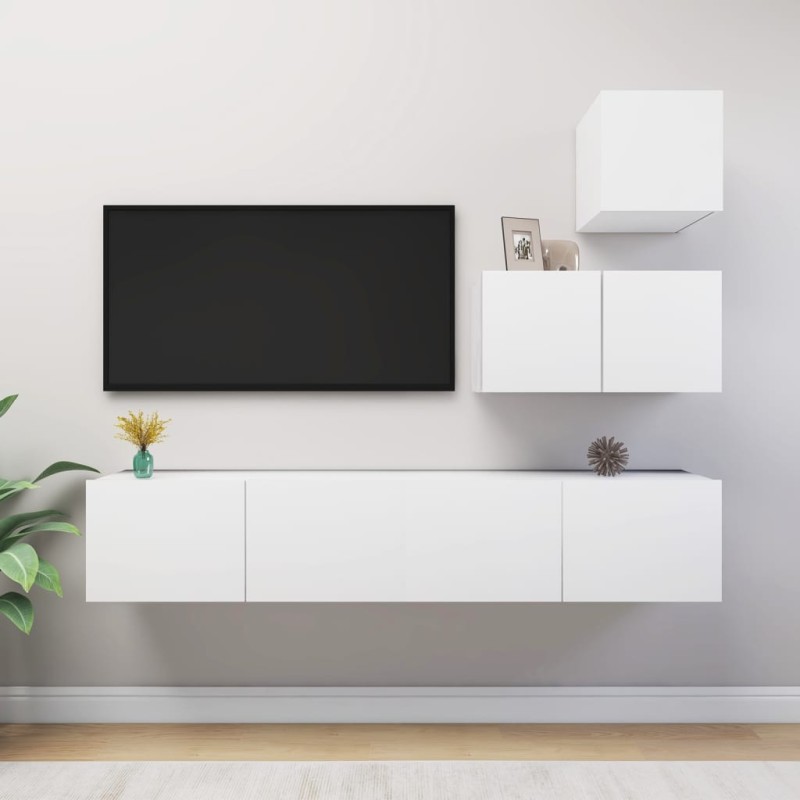4-tlg. TV-Schrank-Set Weiß Holzwerkstoff 4-tlg. TV-Schrank-Set Weiß Holzwerkstoff