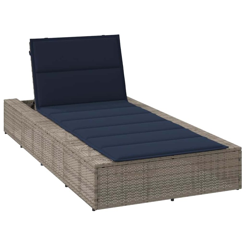 vidaXL Sonnenliege mit schwebender Auflage Grau Poly Rattan vidaXL Sonnenliege mit schwebender Auflage Grau Poly Rattan