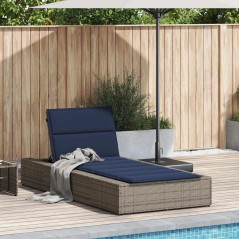 vidaXL Sonnenliege mit schwebender Auflage Grau Poly Rattan