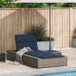 vidaXL Sonnenliege mit schwebender Auflage Grau Poly Rattan vidaXL Sonnenliege mit schwebender Auflage Grau Poly Rattan