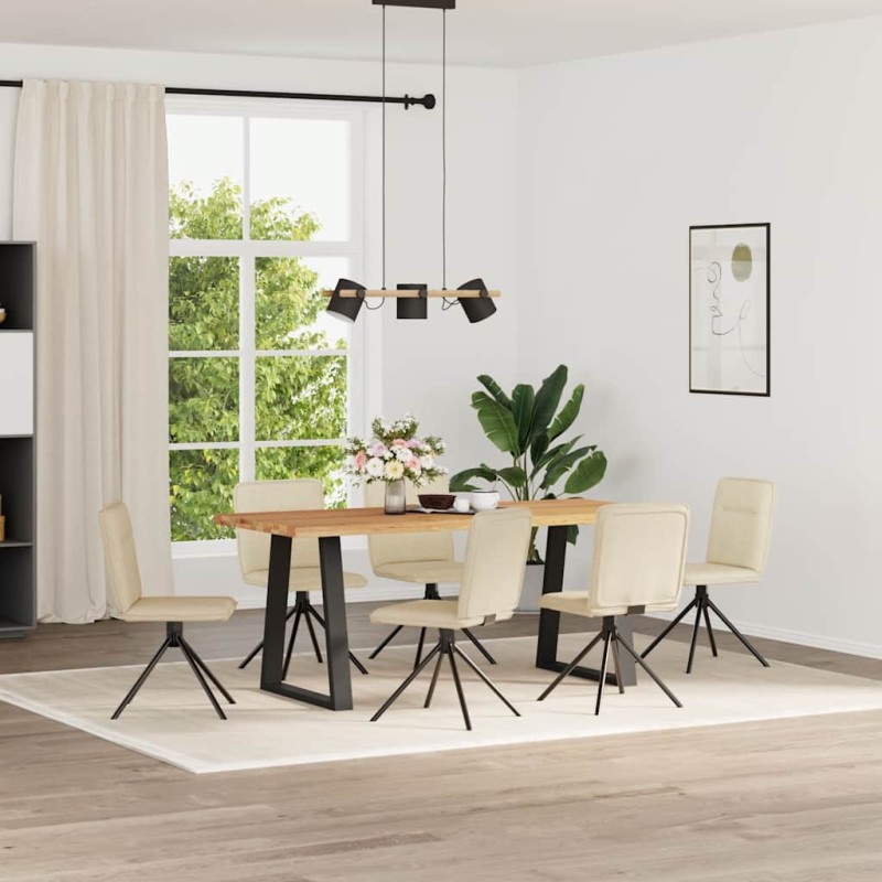 vidaXL Esszimmerstühle 6 Stk. Creme Stoff