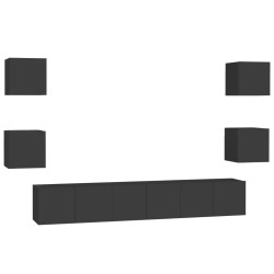 vidaXL 7-tlg. TV-Schrank-Set Schwarz Holzwerkstoff