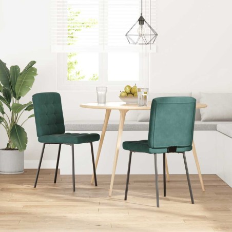 vidaXL Esszimmerstühle 2 Stk. Dunkelgrün Samt
