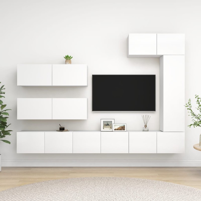 vidaXL 7-tlg. TV-Schrank-Set Weiß Holzwerkstoff vidaXL 7-tlg. TV-Schrank-Set Weiß Holzwerkstoff