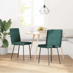 vidaXL Esszimmerstühle 2 Stk. Dunkelgrün Samt