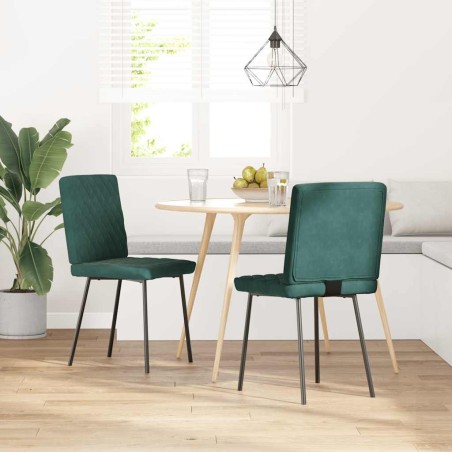 vidaXL Esszimmerstühle 2 Stk. Dunkelgrün Samt