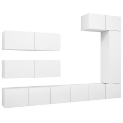 vidaXL 7-tlg. TV-Schrank-Set Weiß Holzwerkstoff