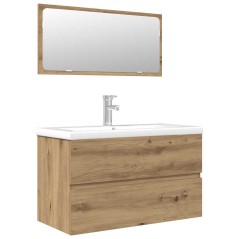 vidaXL 3-tlg. Badmöbel-Set Artisan-Eiche Holzwerkstoff