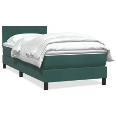 vidaXL Boxspringbett mit Matratze Dunkelgrün 90x210 cm Samt