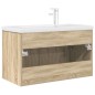 vidaXL Waschbeckenunterschrank Einbaubecken Wasserhahn Sonoma-Eiche vidaXL Waschbeckenunterschrank Einbaubecken Wasserhahn Sonoma-Eiche