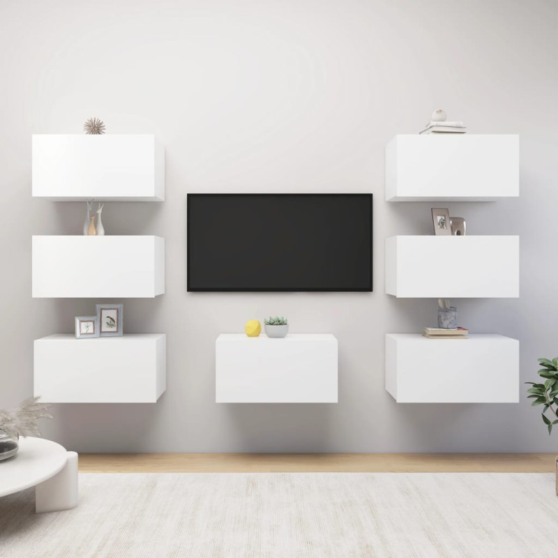 TV-Schränke 7 Stk. Weiß 30,5x30x60 cm Holzwerkstoff TV-Schränke 7 Stk. Weiß 30,5x30x60 cm Holzwerkstoff
