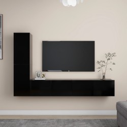 vidaXL 4-tlg. TV-Schrank-Set Schwarz Holzwerkstoff