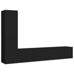 vidaXL 4-tlg. TV-Schrank-Set Schwarz Holzwerkstoff