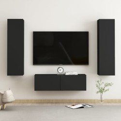 3-tlg. TV-Schrank-Set Schwarz Holzwerkstoff