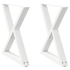 vidaXL Esstisch Beine 2 Stück Weiß 80x(72-73,3) cm Stahl
