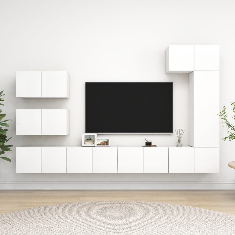 8-tlg. TV-Schrank-Set Weiß Holzwerkstoff 8-tlg. TV-Schrank-Set Weiß Holzwerkstoff