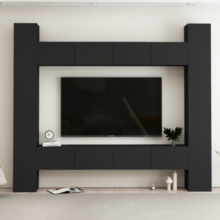 8-tlg. TV-Schrank-Set Schwarz Holzwerkstoff