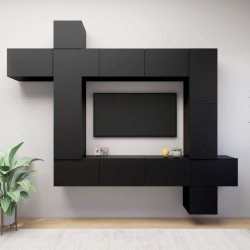 vidaXL 9-tlg. TV-Schrank-Set Schwarz Holzwerkstoff