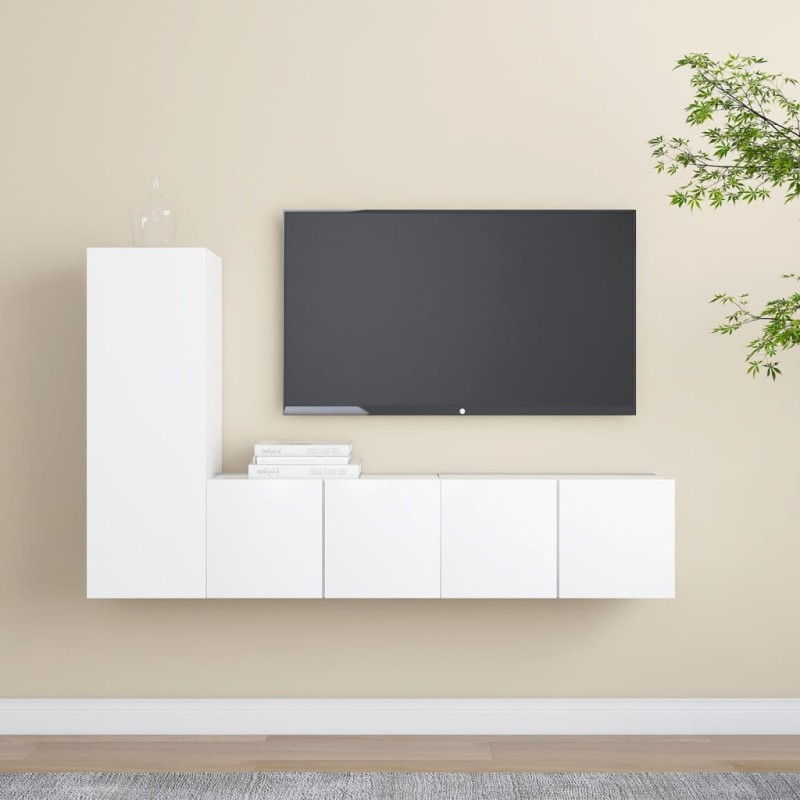 3-tlg. TV-Schrank-Set Weiß Holzwerkstoff 3-tlg. TV-Schrank-Set Weiß Holzwerkstoff