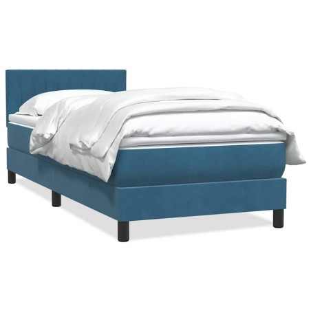 vidaXL Boxspringbett mit Matratze Dunkelblau 90x220 cm Samt