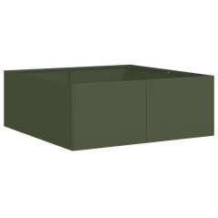 vidaXL Pflanzkübel Olivgrün 80x80x30 cm Stahl