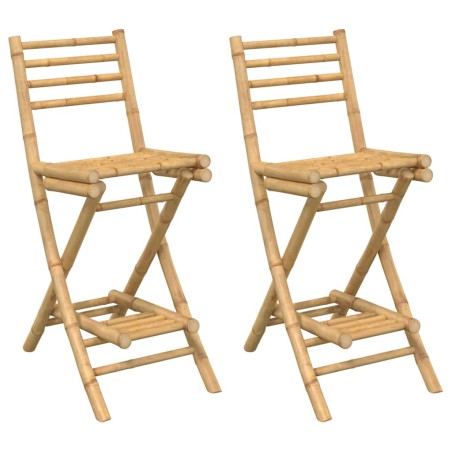 vidaXL Outdoor-Barhocker mit Fußstützen 2 Stk. Klappbar Bambus