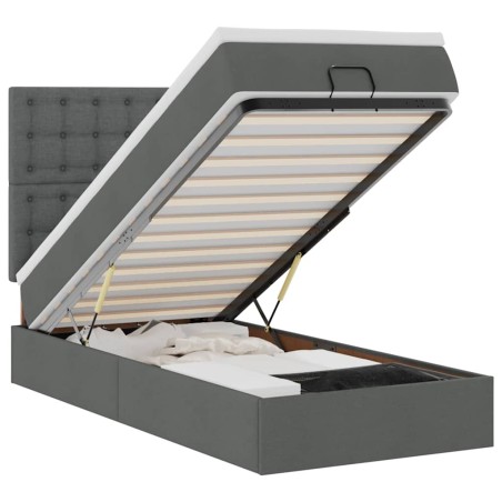 vidaXL Ottomane Bett mit Matratze & LEDs Dunkelgrau 90x200 cm Stoff