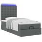 vidaXL Ottomane Bett mit Matratze & LEDs Dunkelgrau 90x200 cm Stoff vidaXL Ottomane Bett mit Matratze & LEDs Dunkelgrau 90x200 cm Stoff