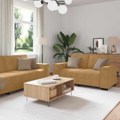 vidaXL 3-tlg. Sofagarnitur mit Kissen Braun Samt