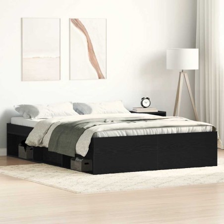 vidaXL Bettgestell ohne Matratze Schwarz Eichen-Optik 120x200 cm