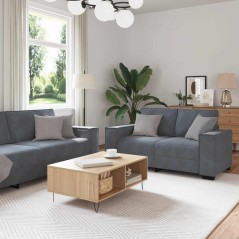 vidaXL 2-tlg. Sofagarnitur mit Kissen Dunkelgrau Samt
