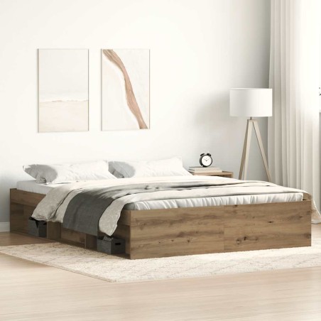 vidaXL Bettgestell ohne Matratze Artisan-Eiche 150x200cm Holzwerkstoff