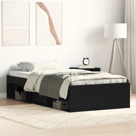 vidaXL Bettgestell ohne Matratze Schwarz Eichen-Optik 100x200 cm