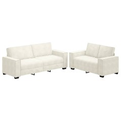 vidaXL 2-tlg. Sofagarnitur mit Kissen Creme Samt