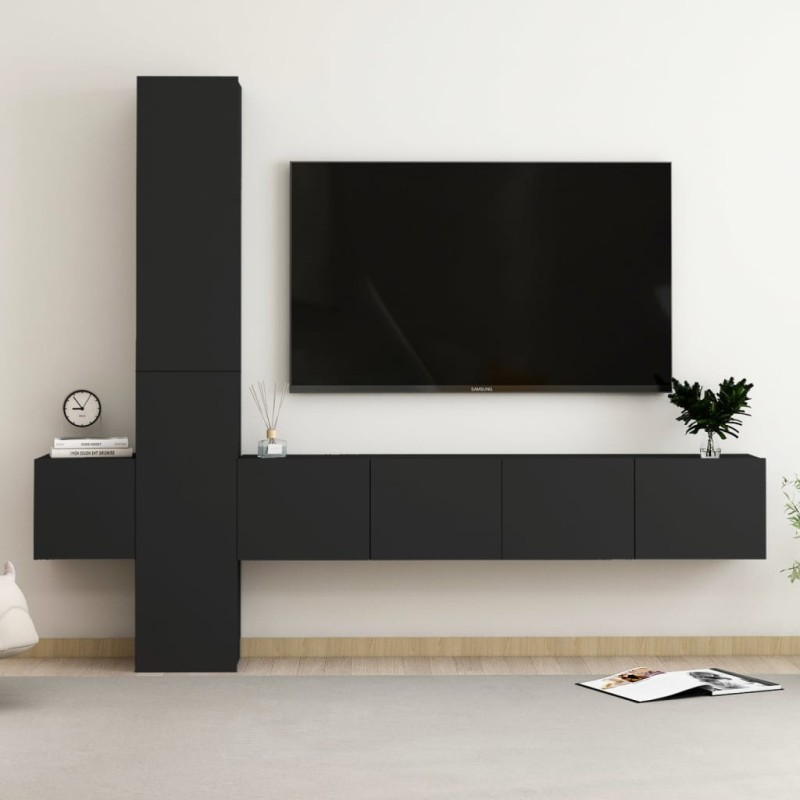 5-tlg. TV-Schrank-Set Schwarz Holzwerkstoff 5-tlg. TV-Schrank-Set Schwarz Holzwerkstoff