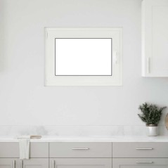 vidaXL Kellerfenster RISOR 80x60 cm Dreh Kipp DIN Links Weiß