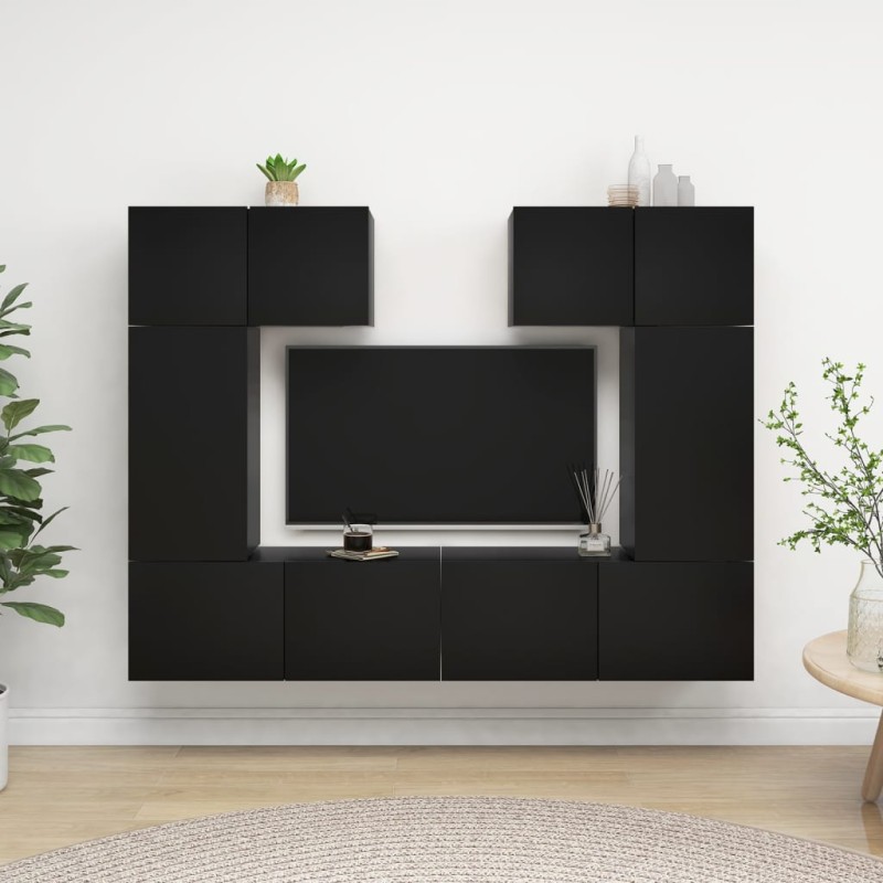 6-tlg. TV-Schrank-Set Schwarz Holzwerkstoff 6-tlg. TV-Schrank-Set Schwarz Holzwerkstoff